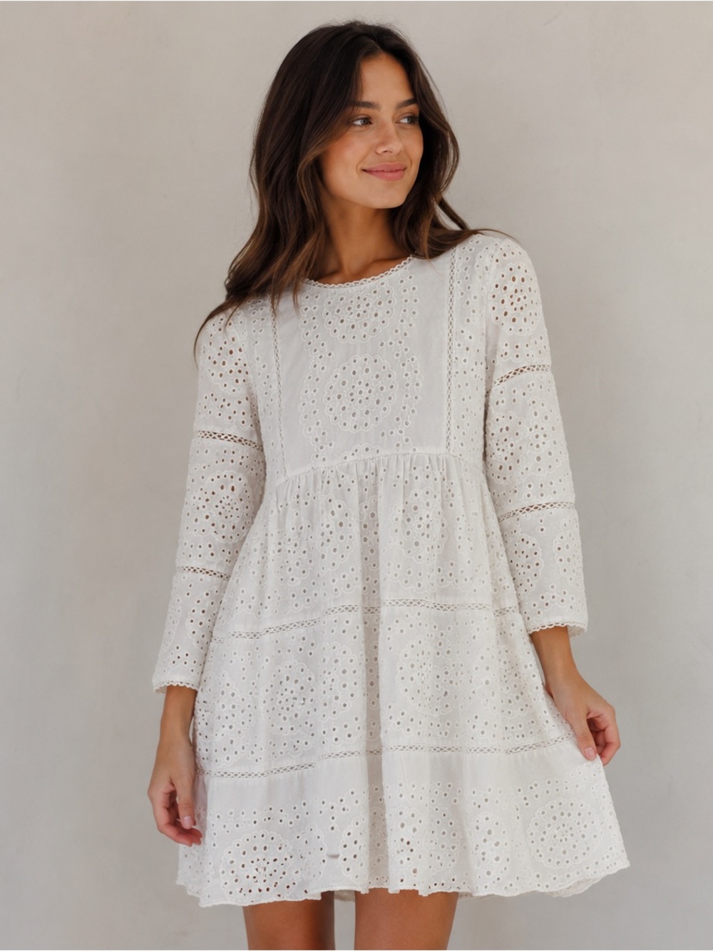 Zara Eyelet Embroidered Mini Dress XS